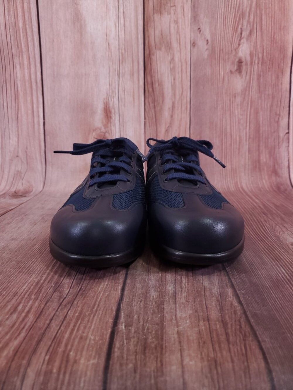 SAS FT Mesh Walking Shoes Womens 9.5 WW Leather Sneakers Comfort USA Navy Blue - Picture 5 of 14